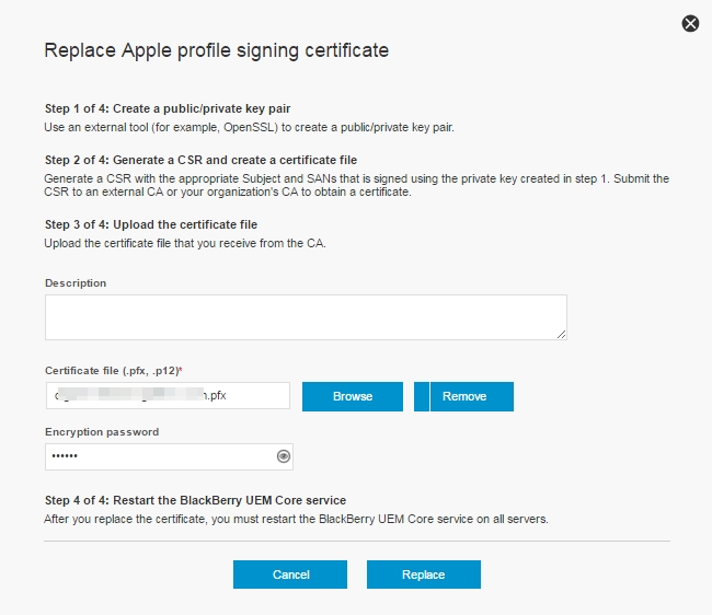 Replace / Update Apple signing certificate to resolve profile service