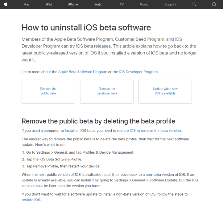 How to uninstall iOS beta software - Apple Support