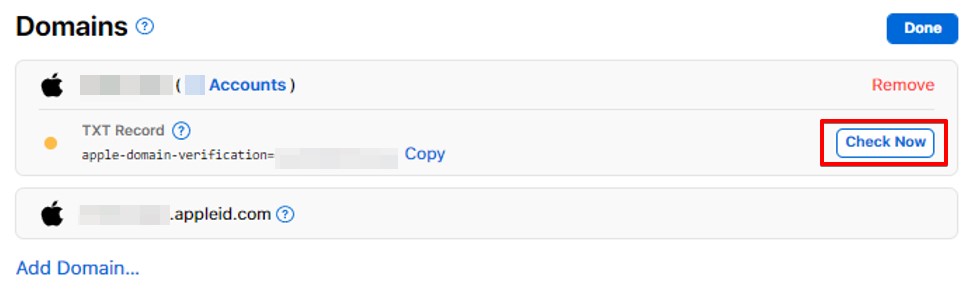 Verify existing domains in Apple Business Manager1